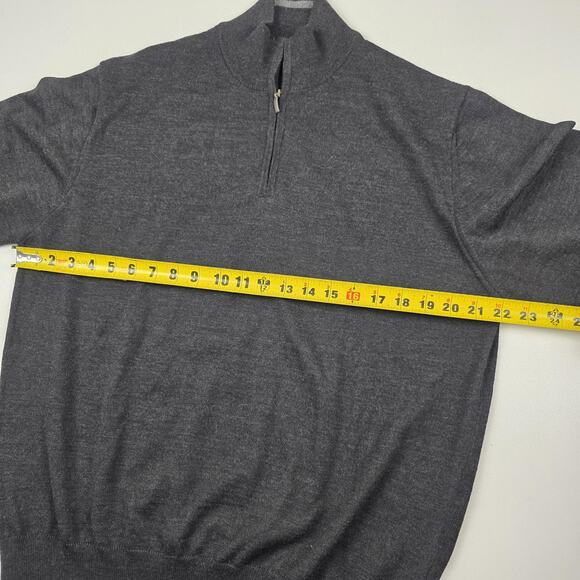Saks Fifth Avenue Sweater Mens XL Half Zip Mock Neck Merino Blend Made in Italy - Picture 5 of 10